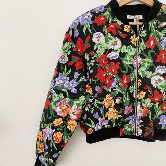 SOLD-Vintage floral bomber jacket - Picture 3 of 6